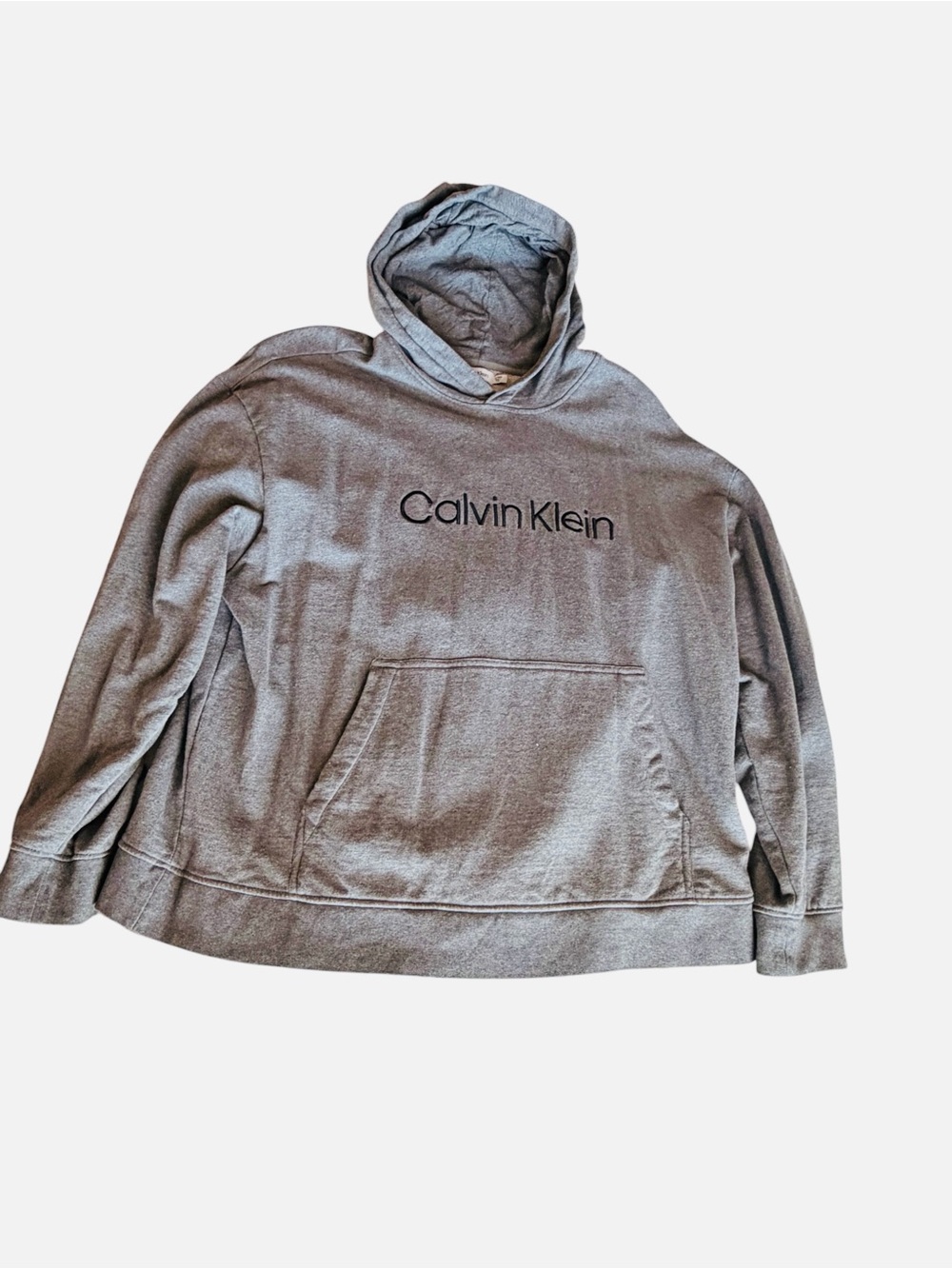 XL Men’s Calvin Klein Light Gray Pullover Hoodie with Front Pocket